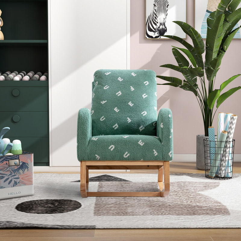 Chaise berçante rembourrée, fauteuil d'appoint avec poche latérale