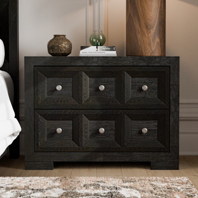 Schell 38"W 2-Drawer Wood Nightstand