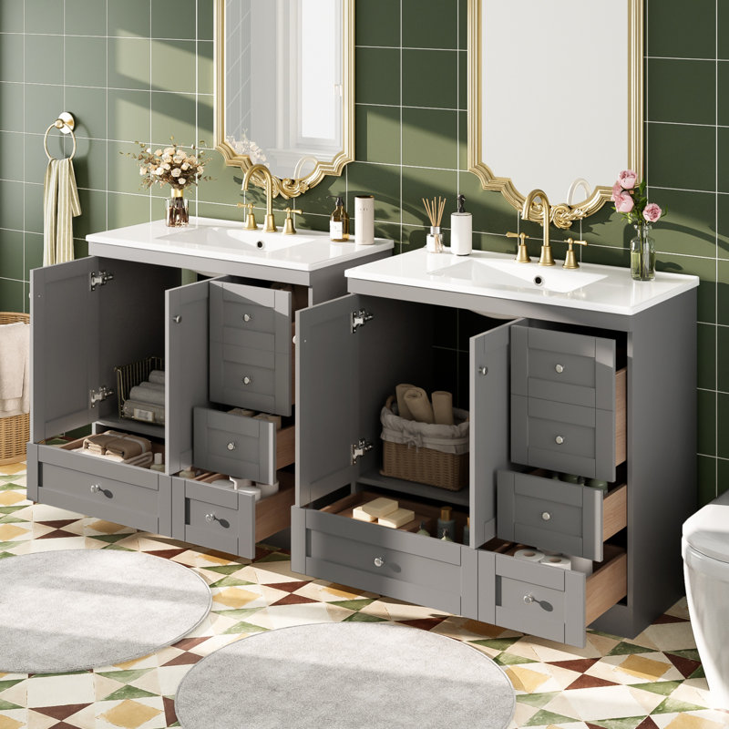 Ensemble de meuble-lavabo double 72 ", Gris