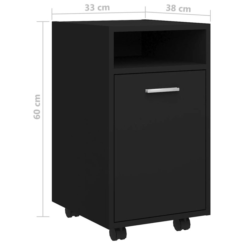 Makenzlie 33cm Wide File Cabinet, Black