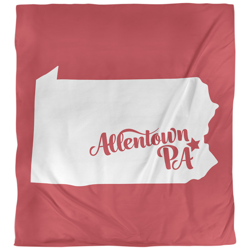 Housse de couette réversible Allentown Pennsylvania, Microfibre, Housse de couette pour très grand lit, Rouge