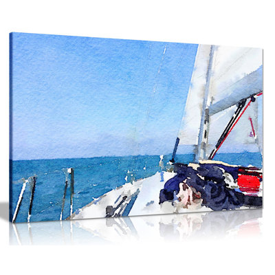 Nautical Yacht Painting - Wrapped Canvas Print