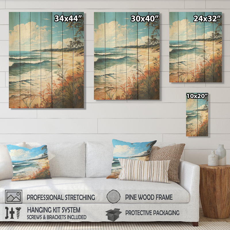 Tropical Beach Paradise - plage sur bois, H 20 po x l 10 po