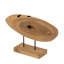 Sculpture ovale abstraite Upin sur base, bois brun, métal noir, 16 po