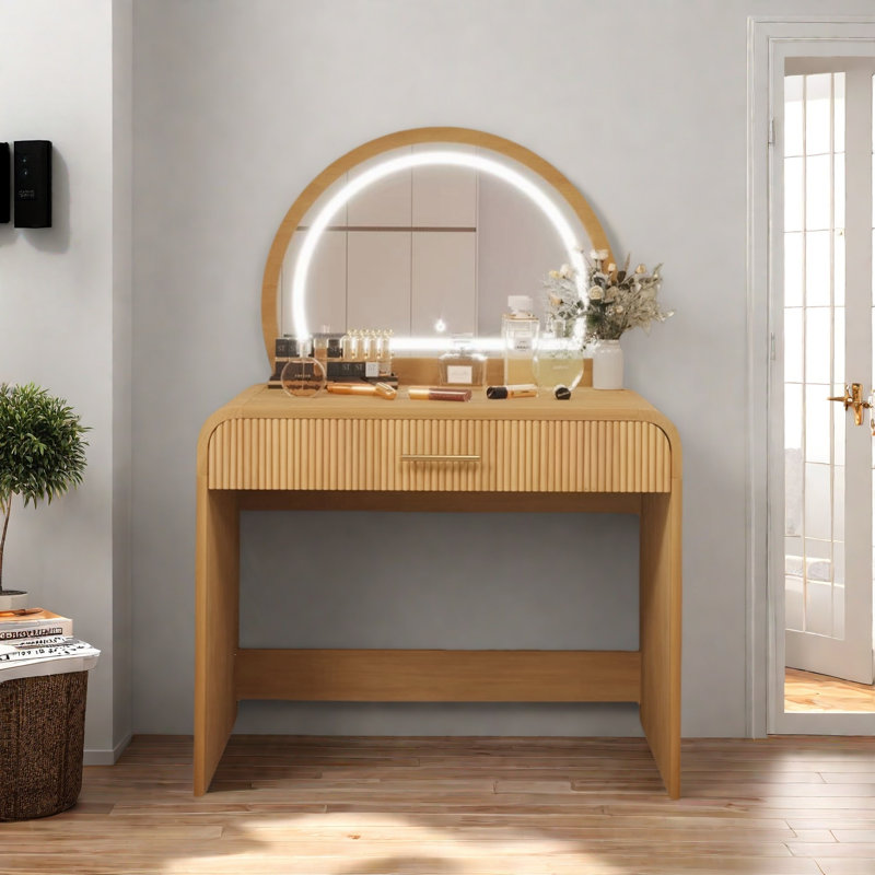 Table de coiffeuse avec miroir à écran tactile, coiffeuse et tiroir