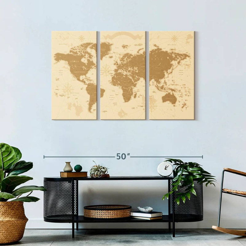 'Amber World Map, 28" H x 45" W