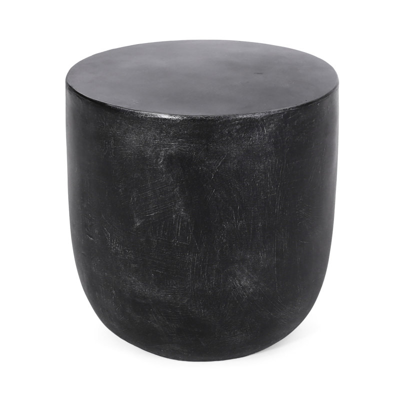 Matte Black Lightweight Concrete Indoor Table, 15.35" W X D 15.73" H, For Home Decor Side Table & Outdoor, Black, 15.35"X15.35"X15.73", Easy To Clean And