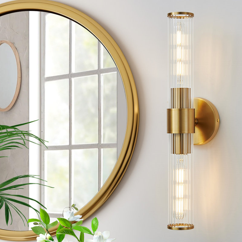 Almetta 2 - Light Bathroom Dimmable Vanity Light Bath Bar Fixtures, Gold, Screw Thread