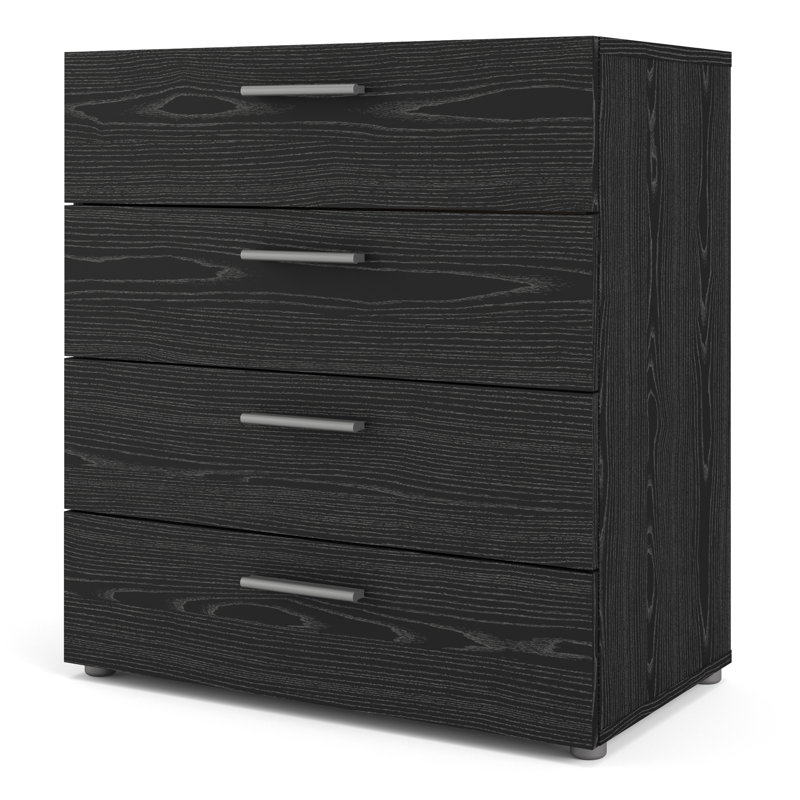 Diamone 4 Drawer 80.2cm W Chest, Black Woodgrain