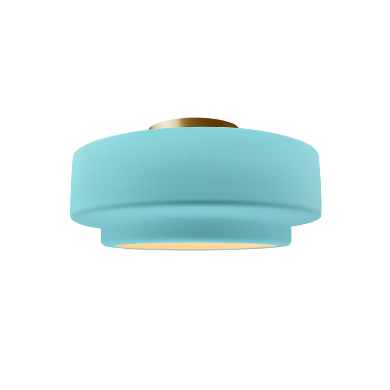 Dottie Ceramic LED Semi Flush Mount, Reflecting Pool, Brushed Brass, 7" H x 12" W x 12" D