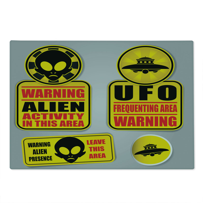Ambesonne Space Cutting Board Large Size Warning Alien Danger Black Yellow