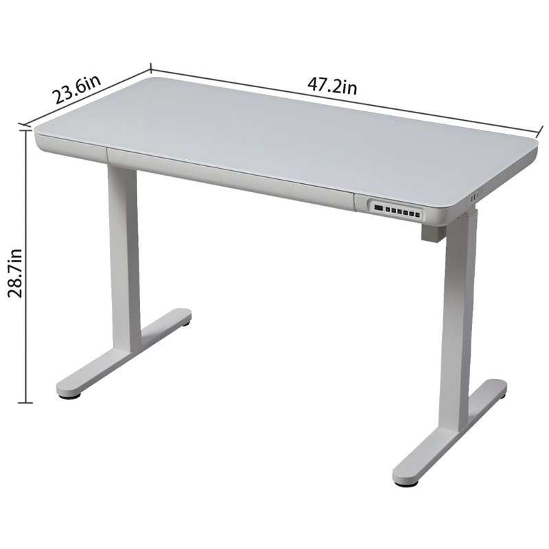 Keb Home Office Height Adjustable Standing Desk with Drawer, White