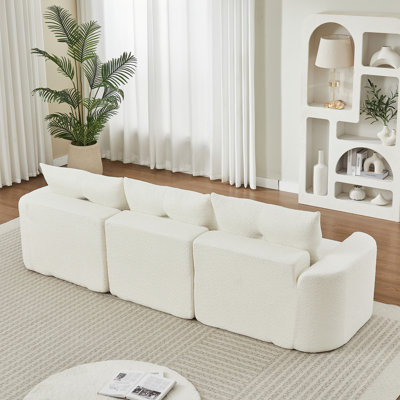 Chenille Sofa for Living Room, 109" Large Modern 3-Seater Sofa with Thickened Armrests, Upholstered Backrest, Deep Seating Design, Plush, Cozy for Living Room, Bedroom, Apartment, Office