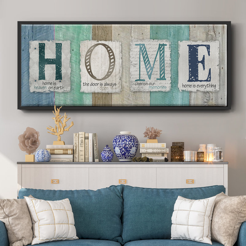 Home- Framed Canvas, 12" H x 30" W