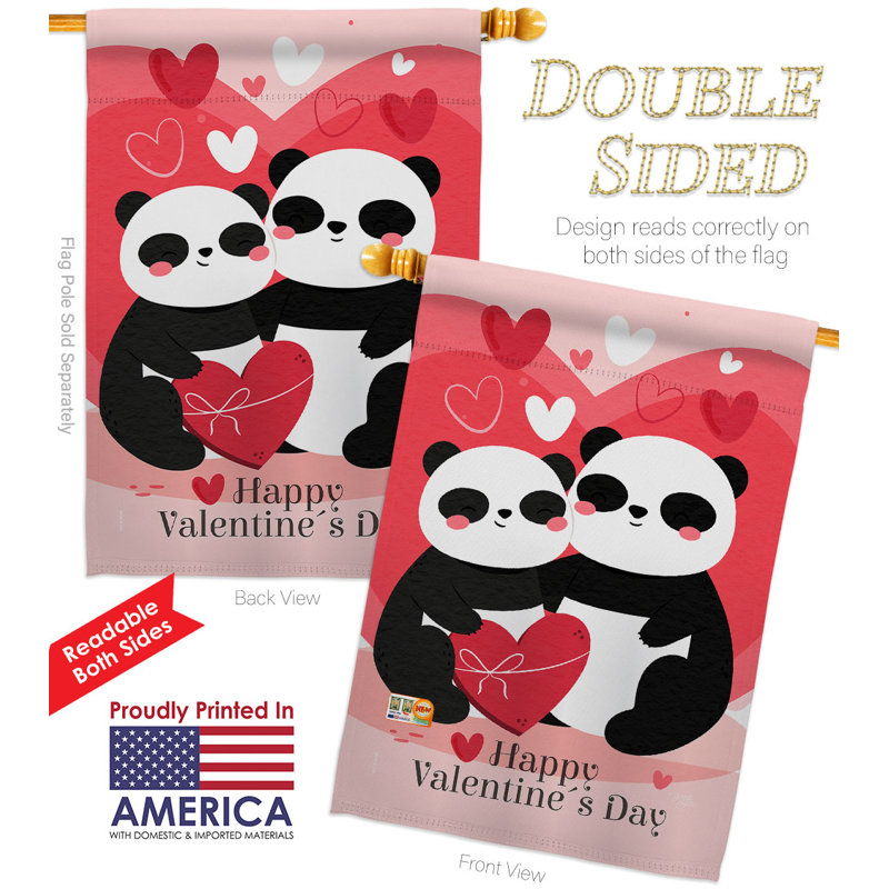 Drapeau de maison 40 po x 28 po Panda With Love