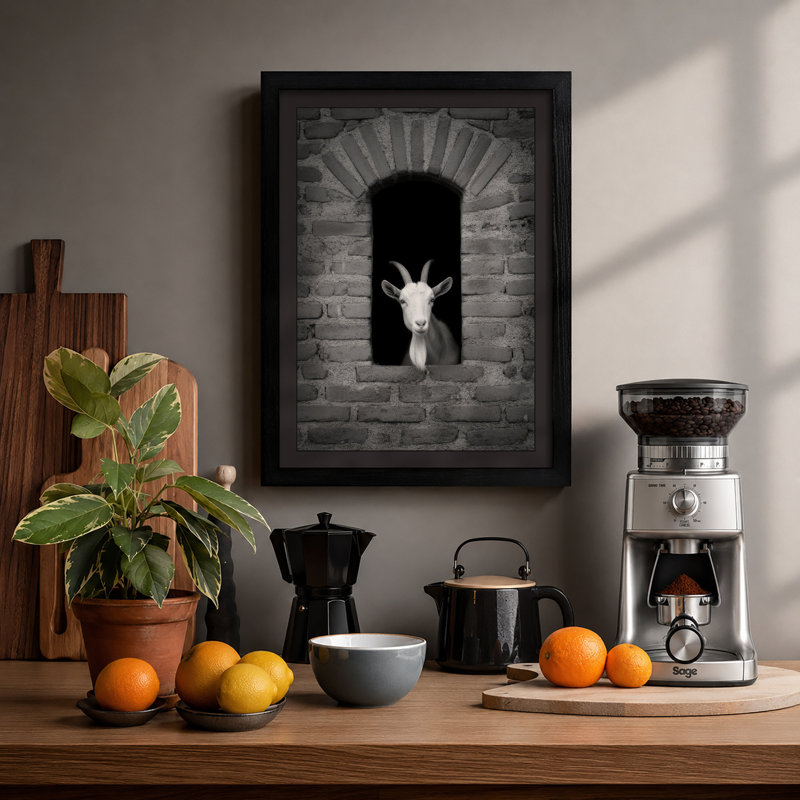 Goat In The Arch Modern - Print, A1 - 84.1 x 59.4 cm, Black