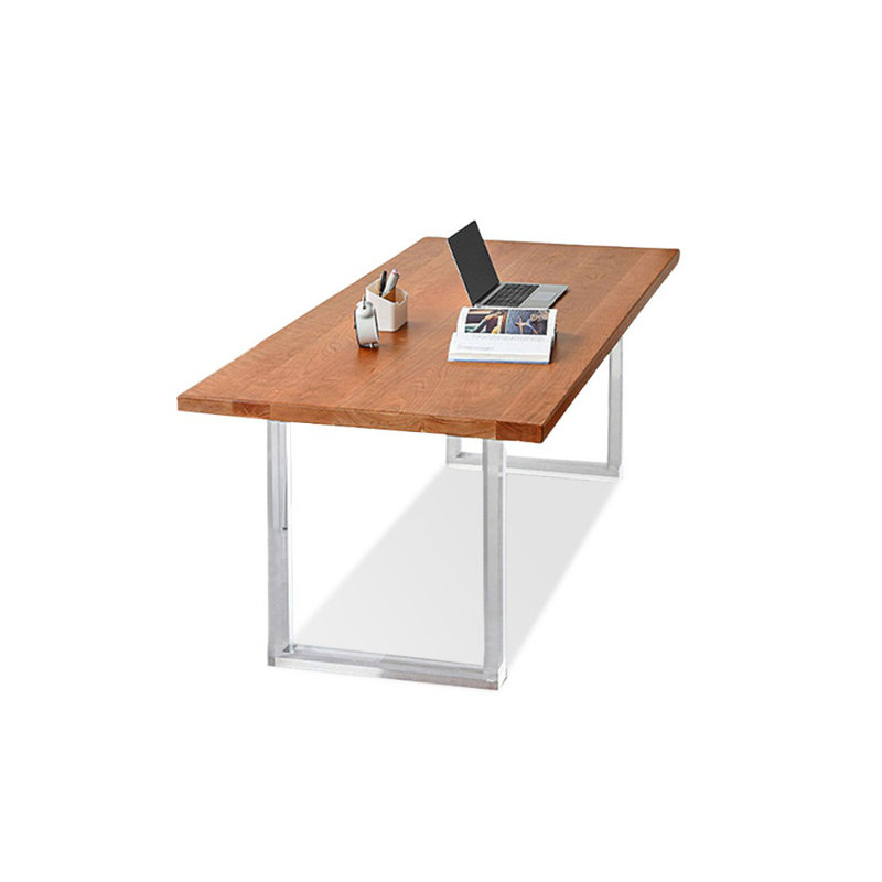 Modern Cherry Wood Color Rectangular Solid Wood Dining Table, 29.53"H x 82.68"L x 35.43"W