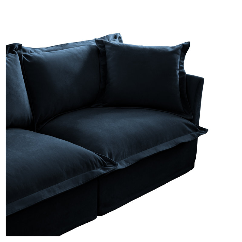 Housse luxueuse en chenille bleue pour canapé modulaire en nuage RSF - Housse de remplacement extensible pour siège profond