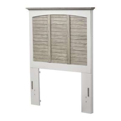 Charte - Tête de lit en bois massif - Simple - Finition gris pommelé et blanc