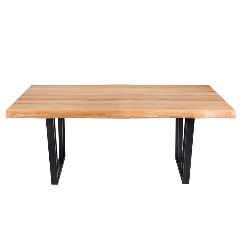 Canfield Rectangular Wood Top Dining Table, 75cm H x 180cm L x 100cm W, Beech
