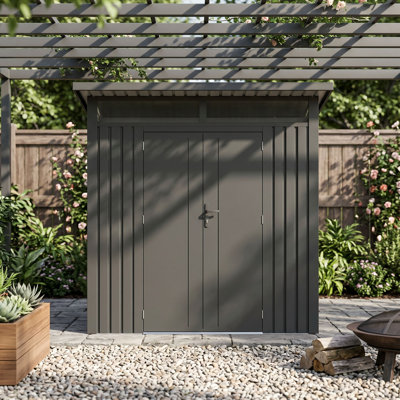 Abri de jardin en métal pingouin Arvada 7,4 pi x 6,1 pi - gris foncé