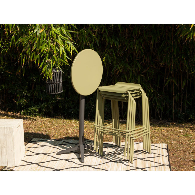 Aule Round Metal Folding Outdoor Bar Table , 55.5cm cm W 55.5cm cm D, reed green