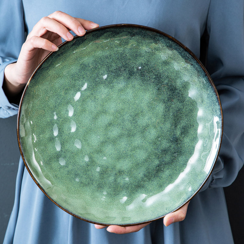 28cm Stoneware Dinner Plate, Forest Green
