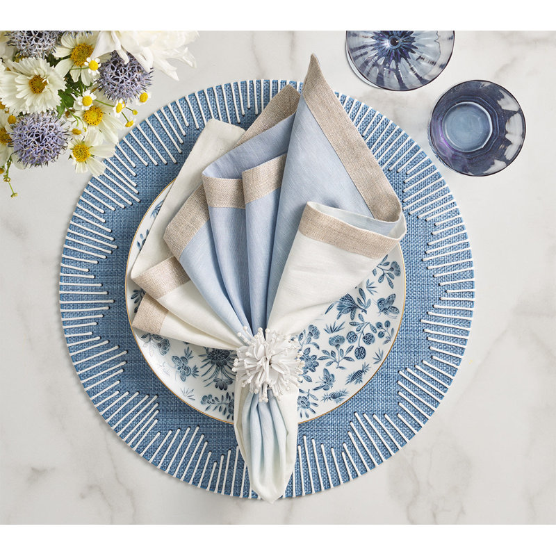 Dip Dye Linen Napkin, White/Periwinkle
