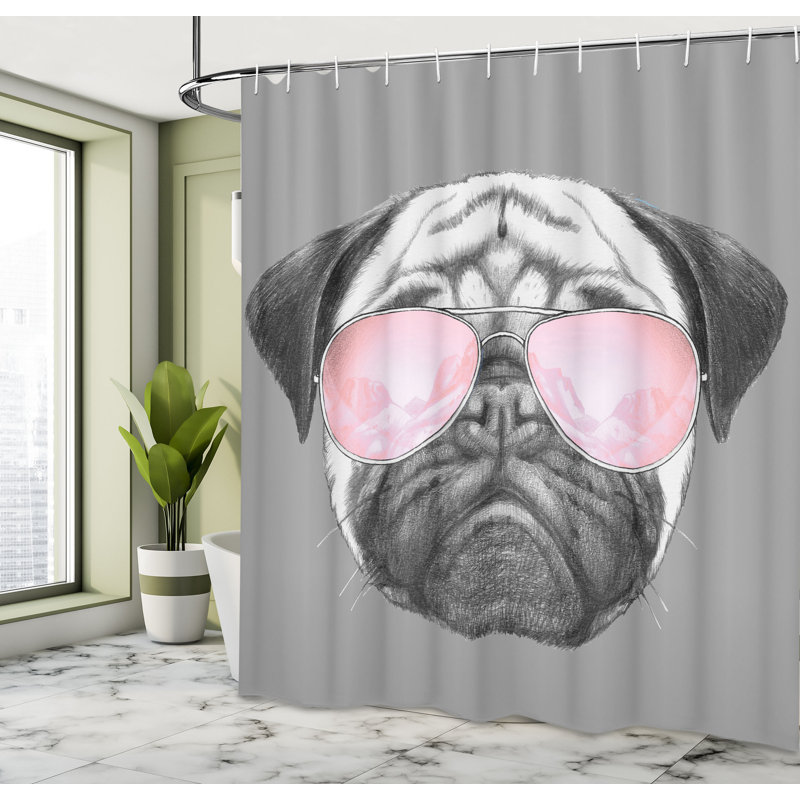 Ensemble de rideau de douche et crochets carlin, H 75 po x l 69 po, Gris pâle / blanc
