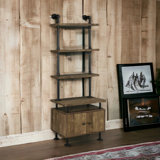 TV Stand Side Pier, Rustic Oak  & Black Finish