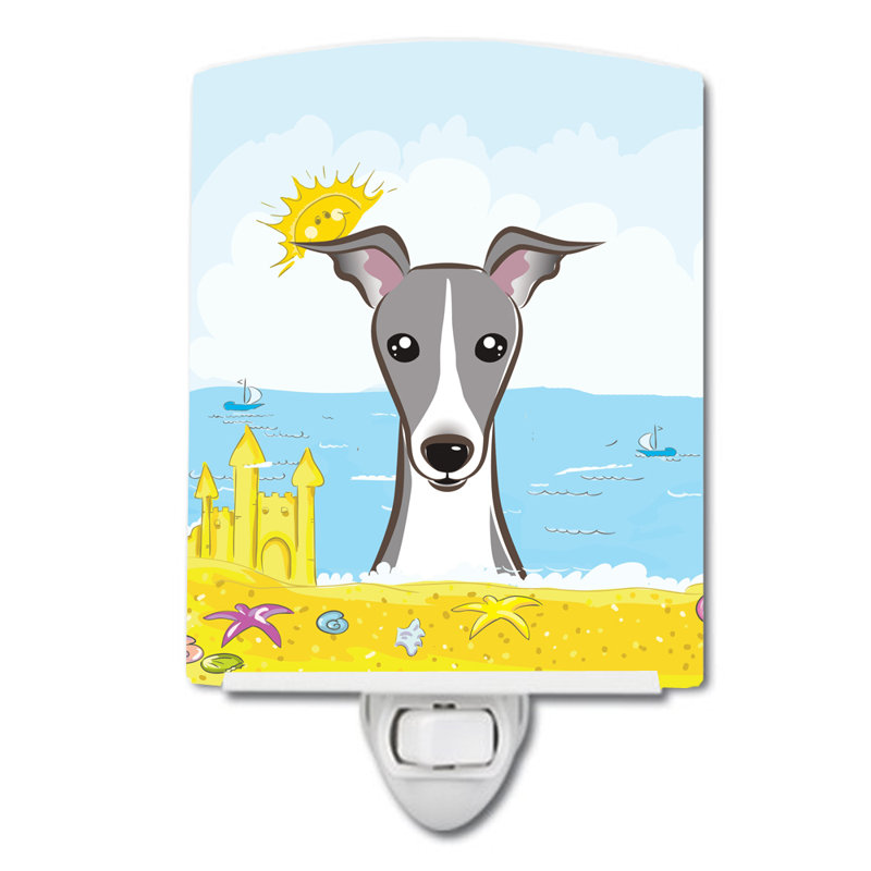 Luminaire de nuit en céramique jack terrier summer beach, Lévrier italien