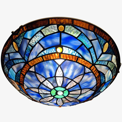 Plafonnier encastré en verre Tiffany