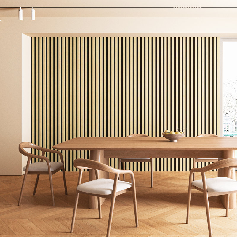 2Pcs 95.7" L x 24" W Acoustic Wood Wall Paneling, Decorative Soundproof Panels for Walls and Ceilings, 3D Slat Wood Wall Panels (31.9 sq.ft./Case))