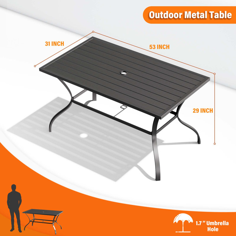YZ Outdoor 6 Piece Swivel Chair with 1 Metal Table, Dark Gray