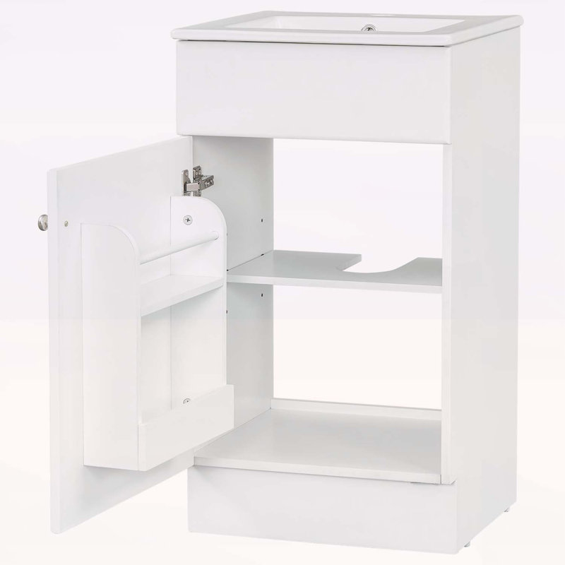 Versatile Bathroom Vanity with Sink and Ample Storage Options, White, Silver