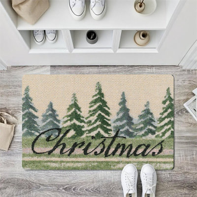 Christmas Pine Tree Doormat, 24L x 36W, for Entrance Porch