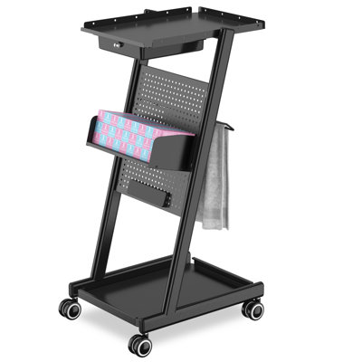 Hairdresser Utility Cart Salon Trolley With Pegboard