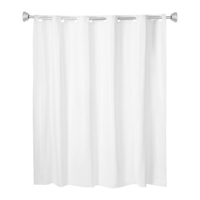 Whitmor No Hook Split Ring Plainweave Long Shower Curtain with Window, No Snap Liner
