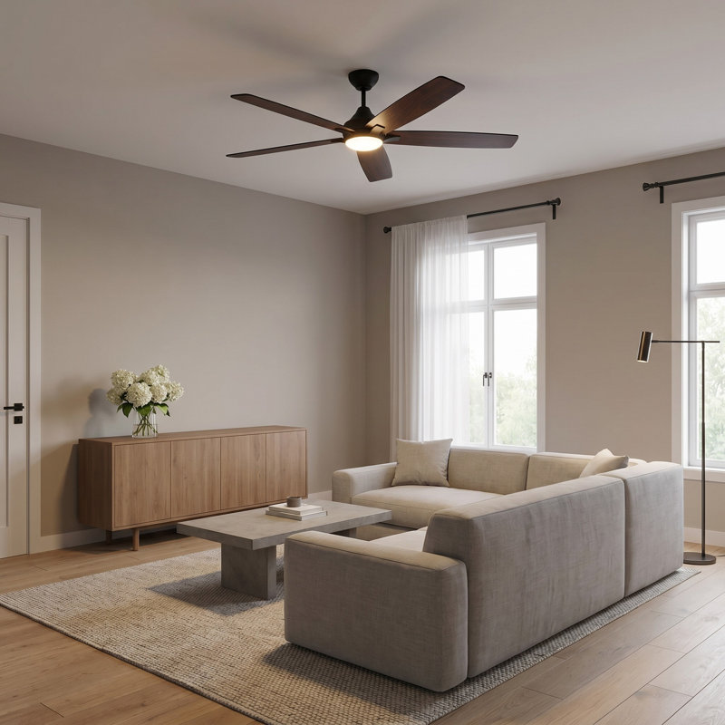 Lise 60'' Ceiling Fan with LED Lights, Midnight Black