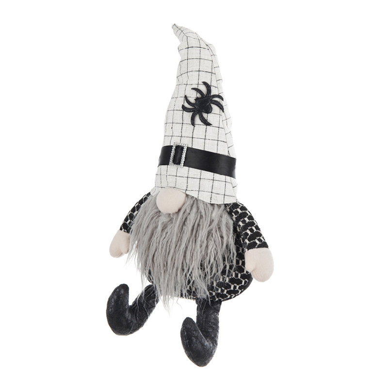 Ensemble de 2, gnome assis en tissu 10,2 x 5,5 x 23,5 po avec araignée blanche, pour décoration d'Halloween, 2