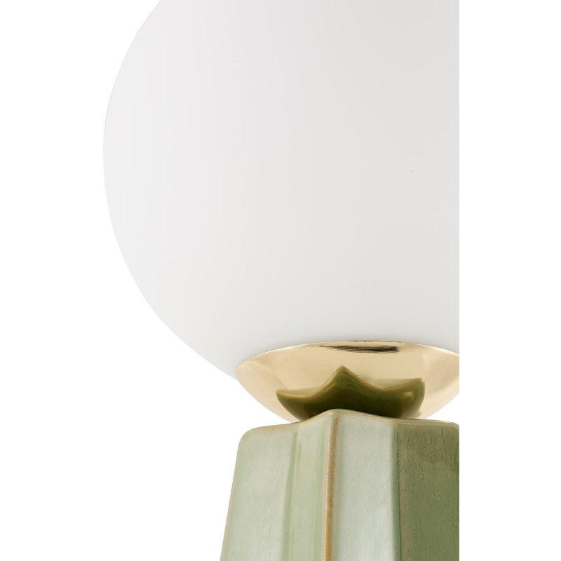 Ceramic Table Lamp with Glass Round Shade, Green