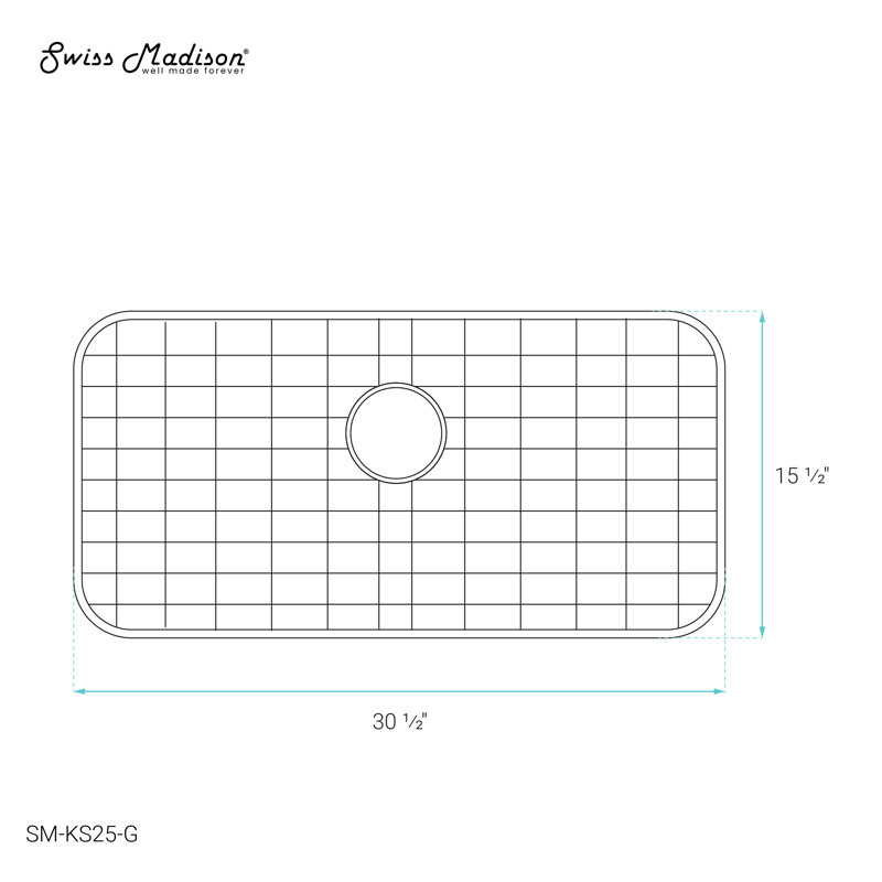 Brushed Stainless Steel Rectangular Kitchen Sink Grid