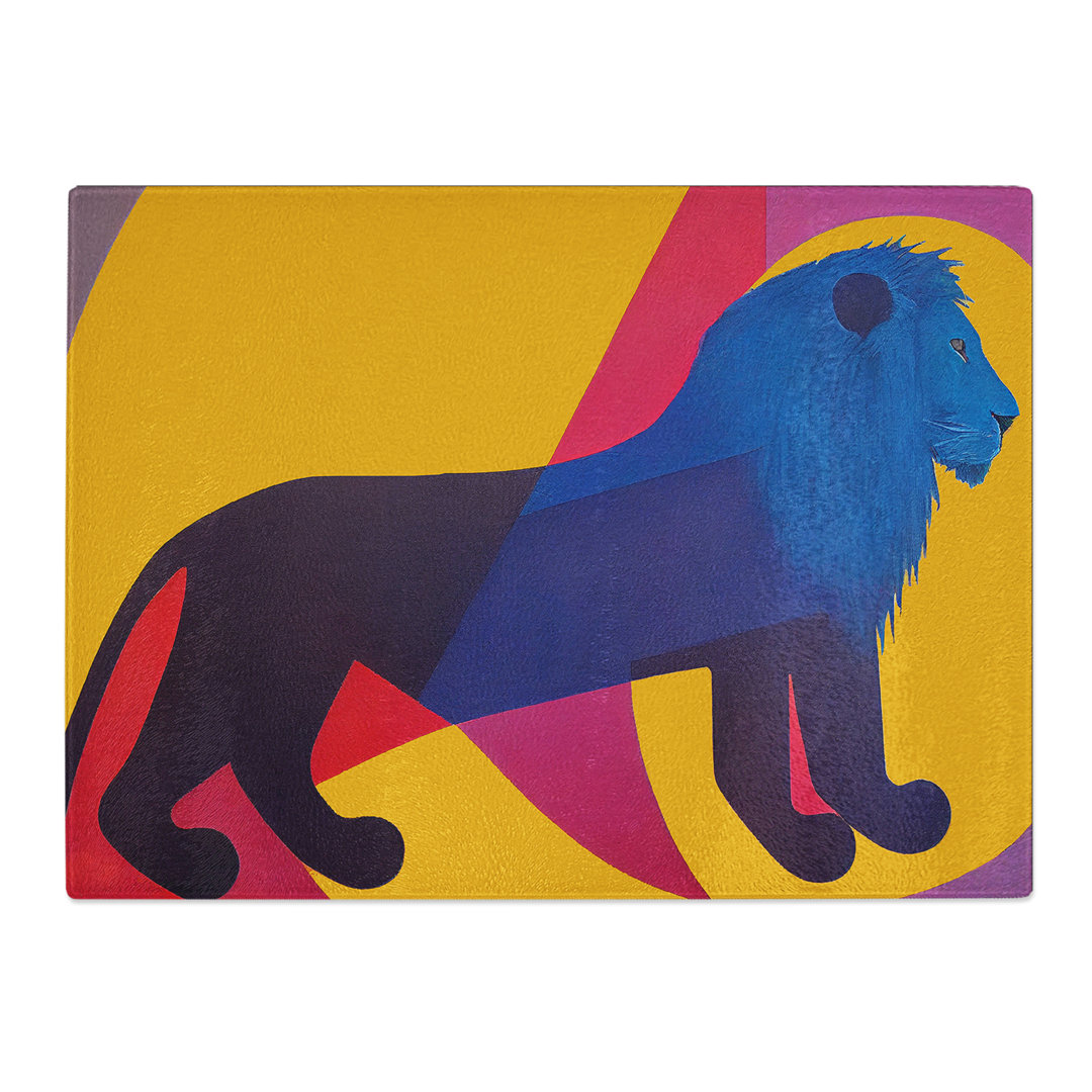 Lion Art Abstract  Glass Chopping Board