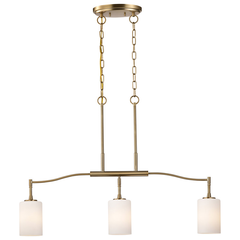 Stivers - 3 Light Island Pendant - Matte Black - White Opal Glass, Burnished Brass