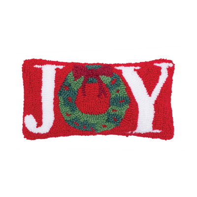  Joy Wreath Hooked Petite Throw Pillow