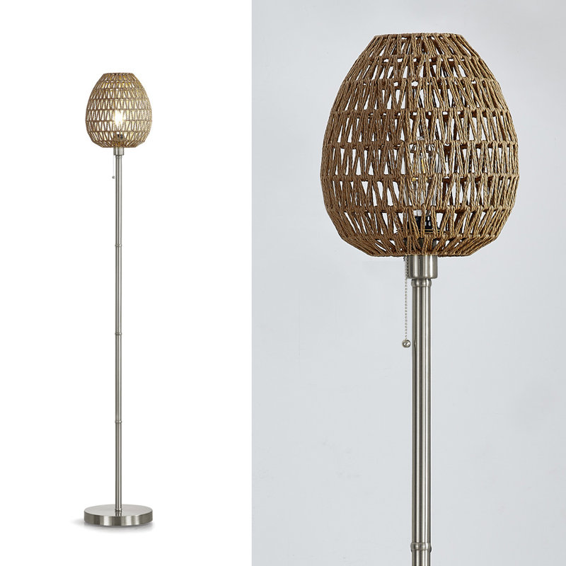 Rakan 68'' Traditional Floor Lamp, Nickel brossé