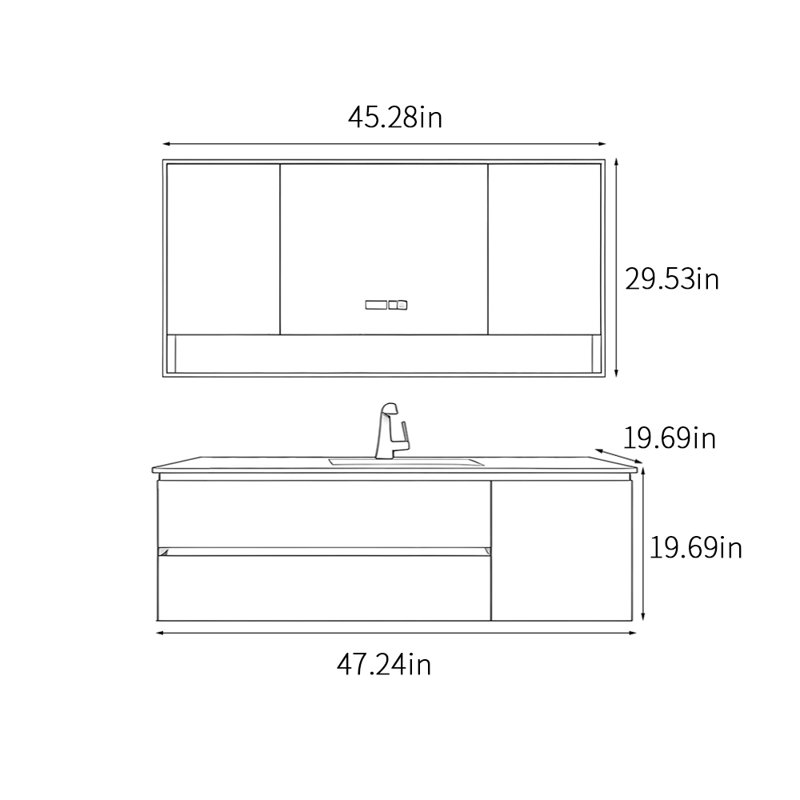 Armoire de salle de bain légère et luxueuse
