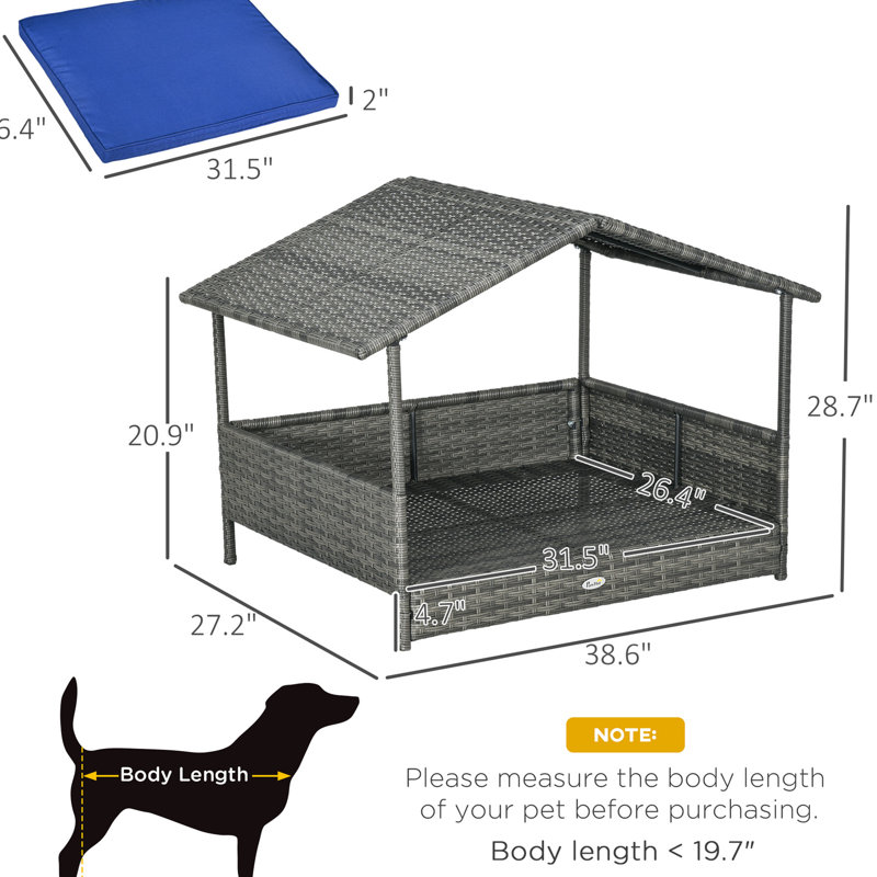Niche pour chien d'extérieur avec auvent - confortable, coussin d'eau pour