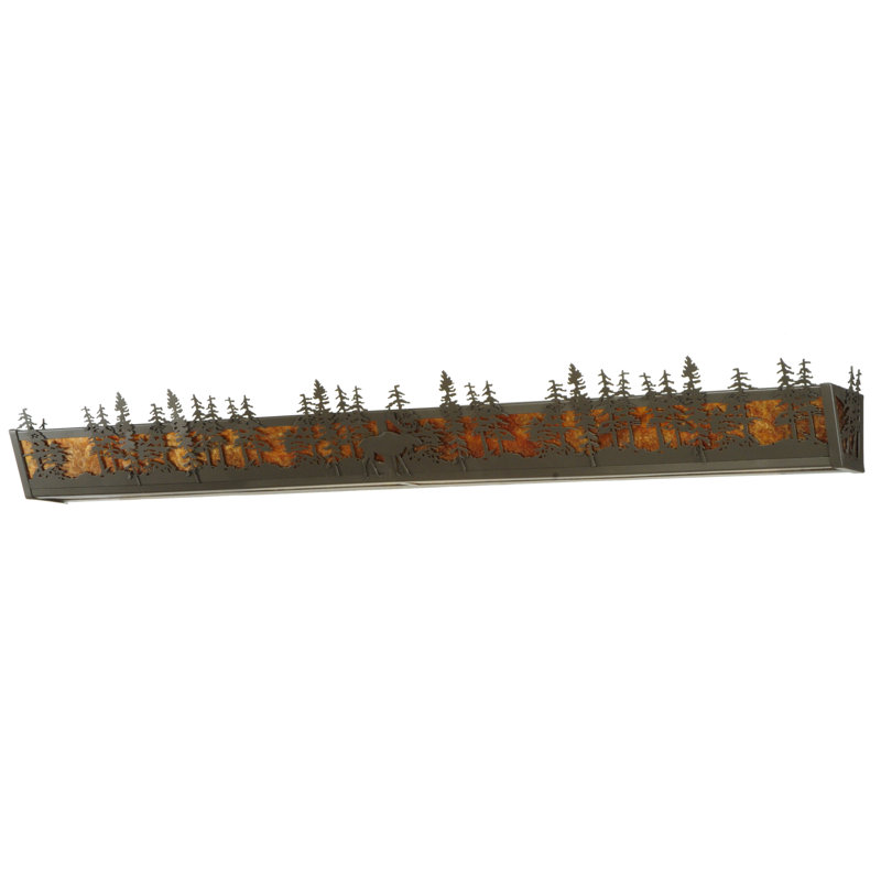 Rustic Lodge 4 - Light Bath Bar, 7" H x 36" W x 7" D, Blue/Green/Purple, Timeless Bronze