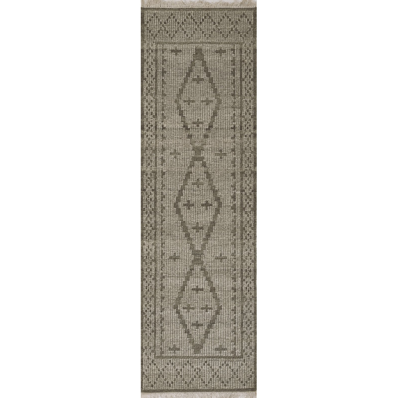 Bristol Geometric Area Rug in Gray/Brown, Runner 2'3" x 8'